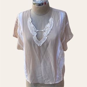 Leyendecker 100% silk vintage embroidered blouse from Malibu, California